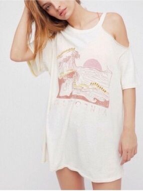 Free People We The Free Oversized Cold Shoulder California Distressed T Shirt